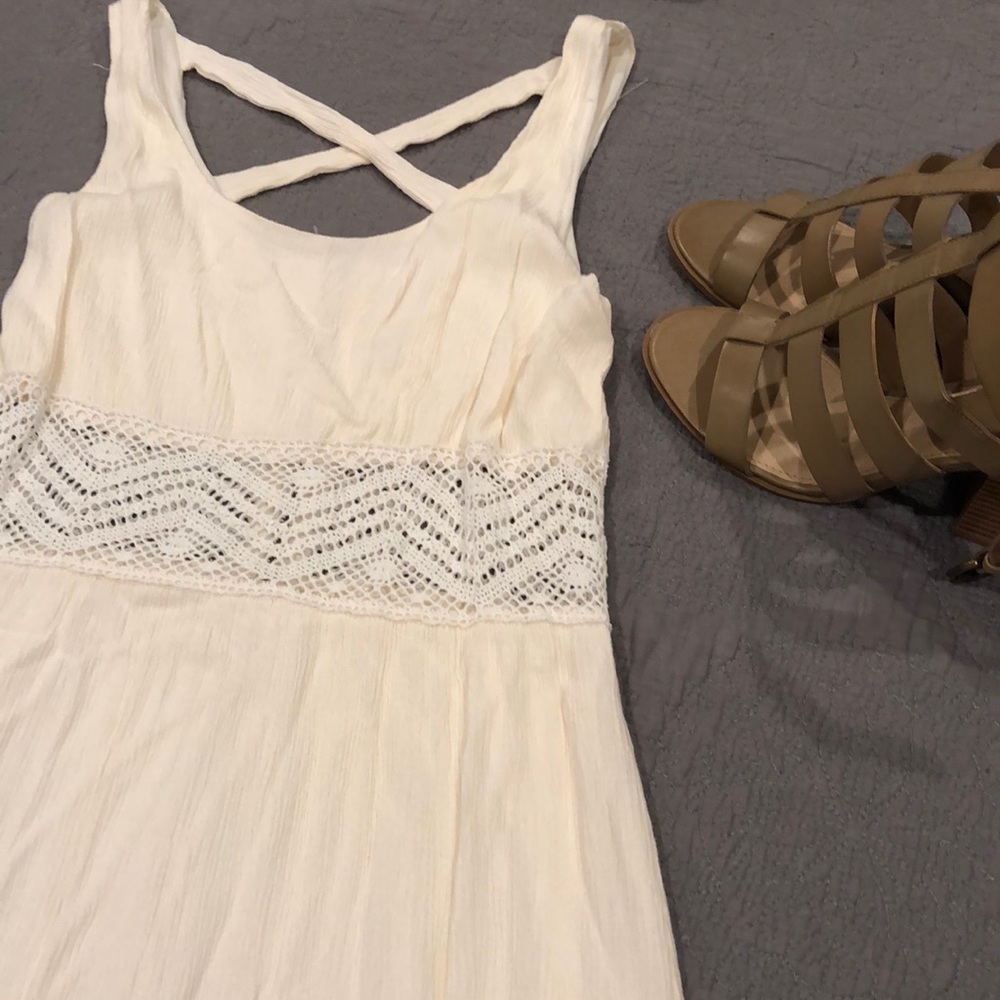 Cute Cream Maxi Dress with Mid Cutout